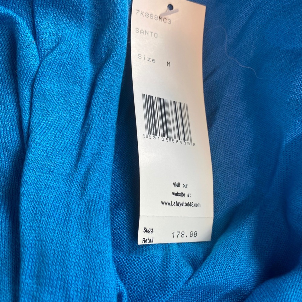 Lafayette 148 New York Blue Santo Cotton Knit Sleeveless Medium NEW MSRP $170 - Picture 8 of 9
